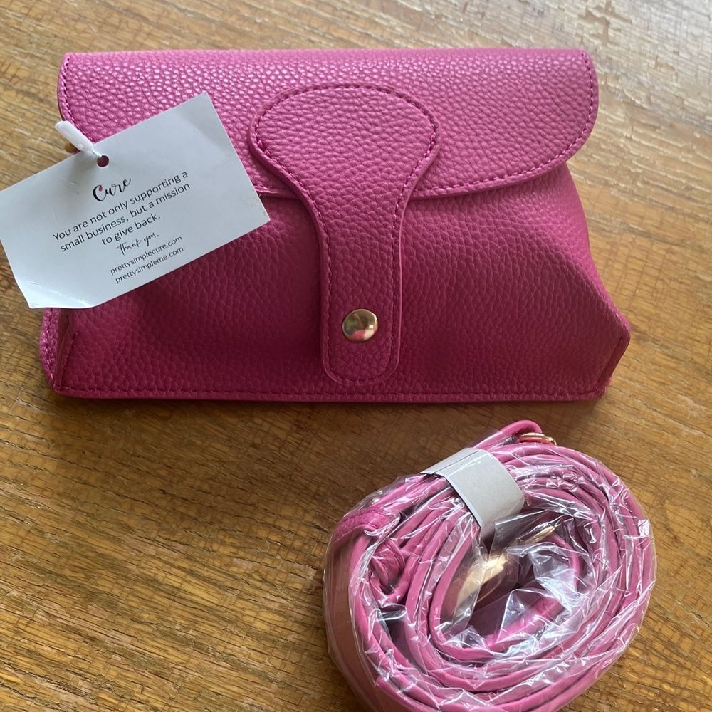 PRETTY SIMPLE Vibrant Pink Textured Handbag
